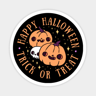 Happy Halloween trick or treat cute pumpkin friends with a skull Magnet
